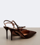 Aquazzura Dynasty suede slingback pumps
