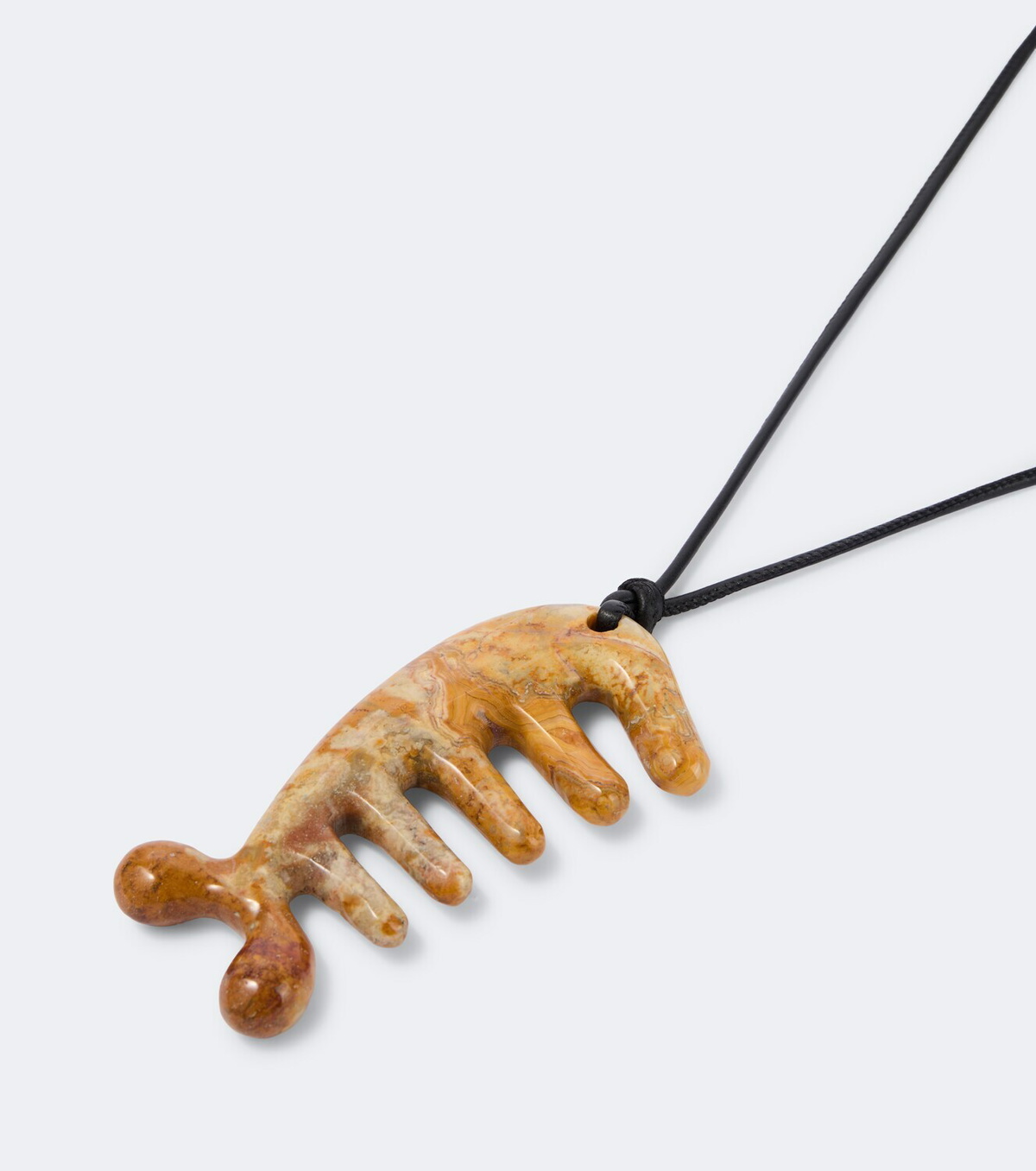 Lemaire Gua Sha leather necklace with yellow jasper