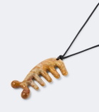 Lemaire Gua Sha leather necklace with yellow jasper