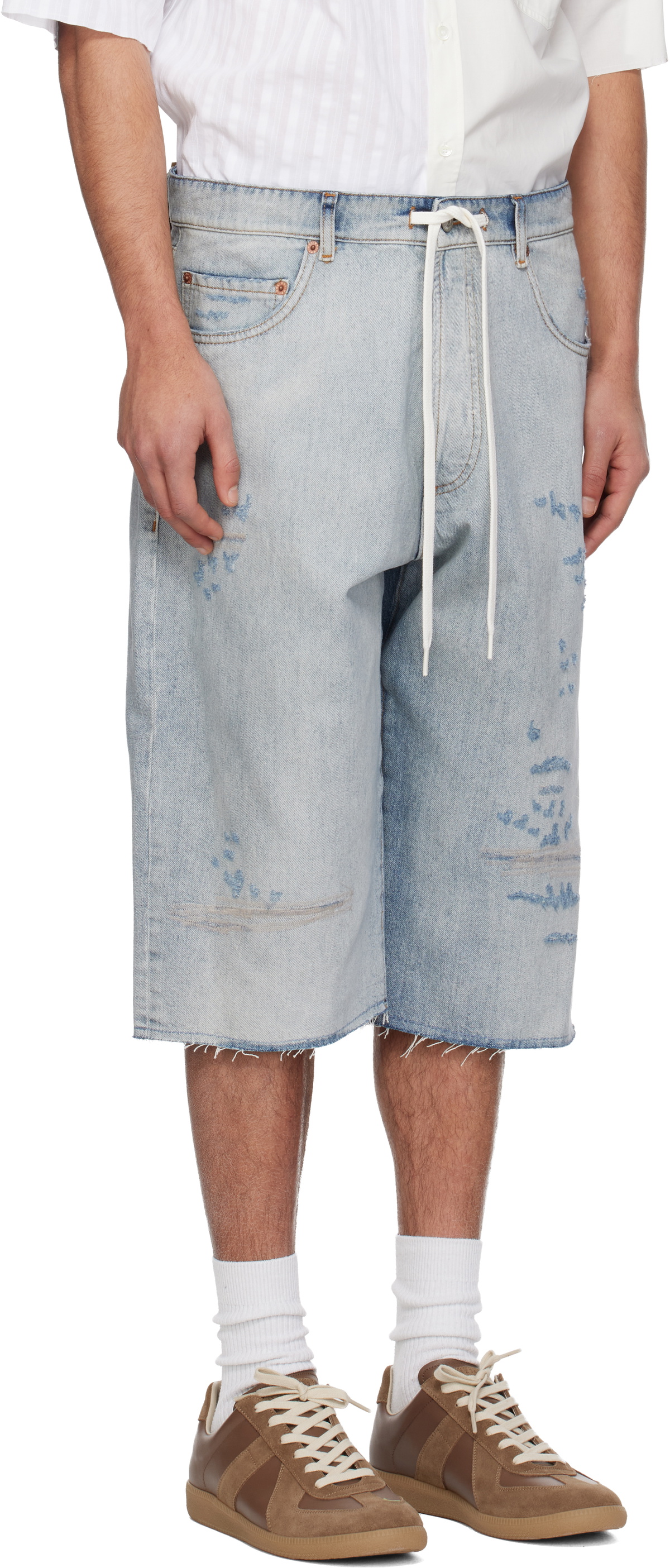 MM6 Maison Margiela Blue Drawstring Denim Shorts