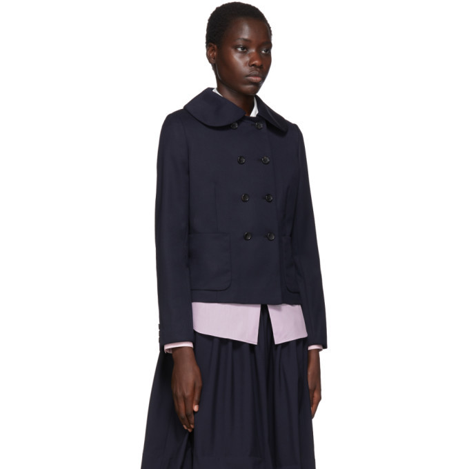 Comme des Garcons Girl Navy Wool Gabardine Jacket