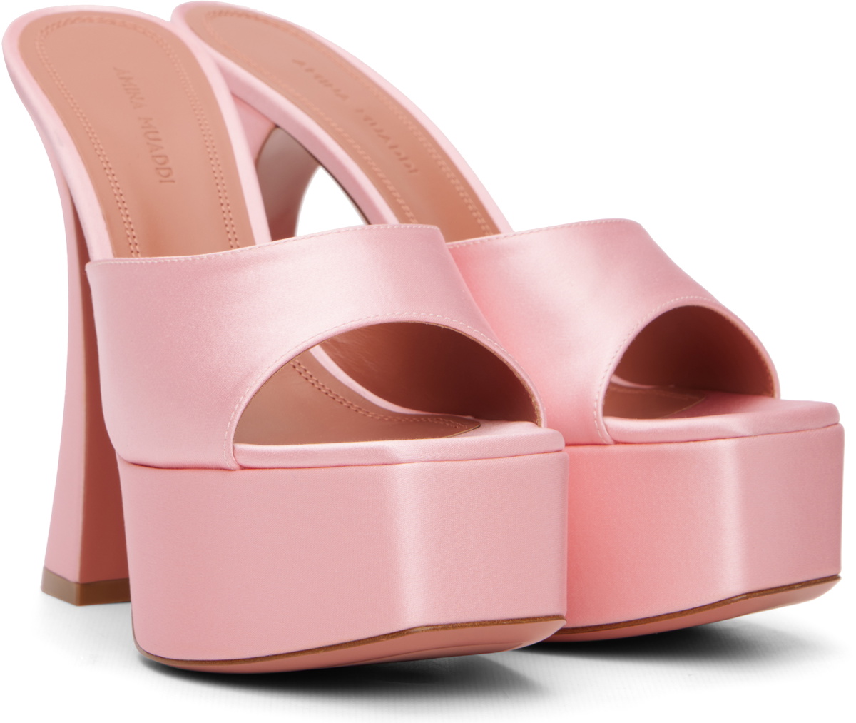 Amina Muaddi Pink Dalida Plateau Slipper 140 Heeled Sandals