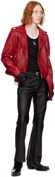 Ernest W. Baker SSENSE Exclusive Red Leather Jacket