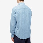 A.P.C. Men's Eduoard Logo Chambray Button Down Shirt in Blue