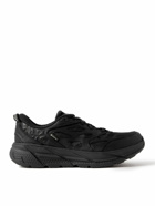 Hoka One One - Clifton L GTX Leather-Trimmed Coated-Ripstop Running Sneakers - Black