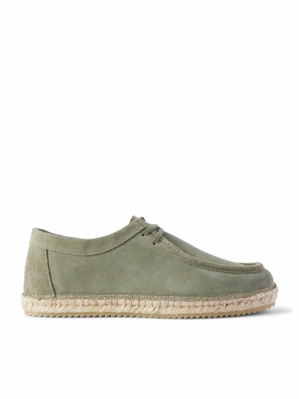 Frescobol Carioca - Rodolfo Jute-Trimmed Suede Derby Shoes - Green