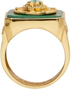 VEERT Gold & Green Signature Malachite Ring