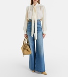 Chloé Lace-trimmed silk crêpe de chine blouse