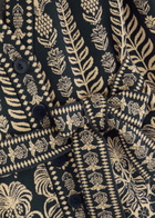 Farm Rio Anika Patterned Belted Knitted Cardigan Dark Blue