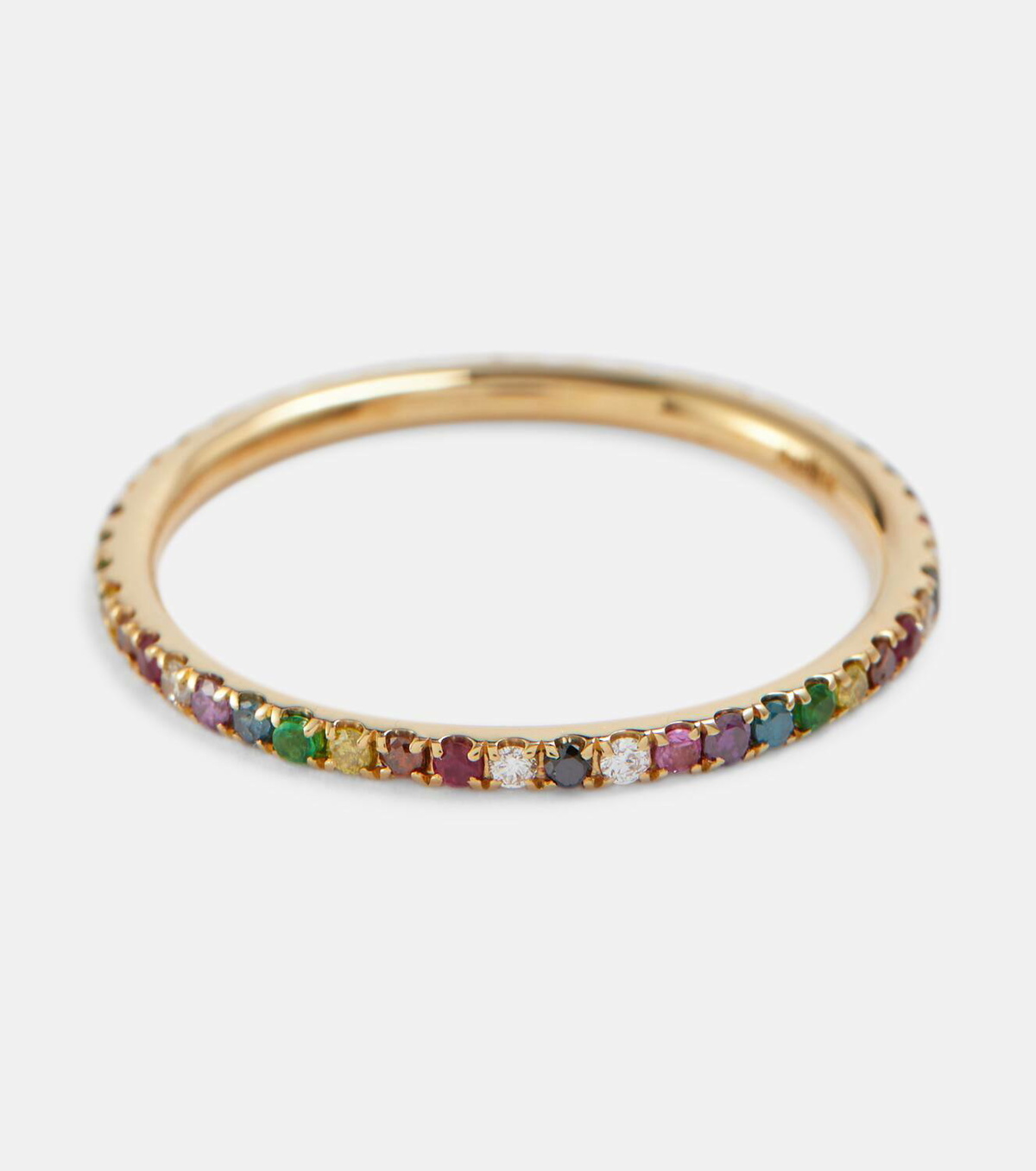Ileana Makri Thread Band 18kt gold ring with diamonds, rubies and sapphires