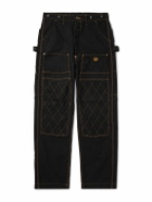 KAPITAL - Lumber Straight-Leg Embroidered Cotton-Canvas Cargo Trousers - Black