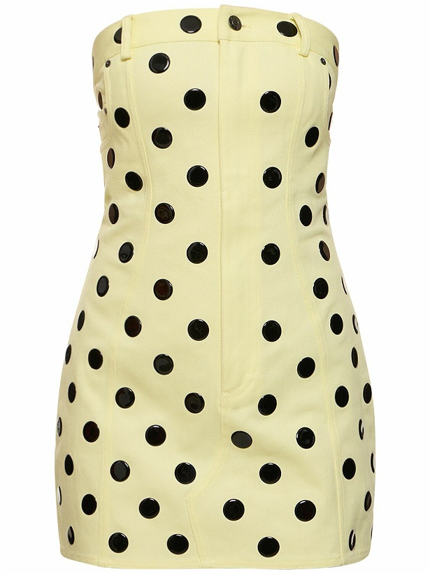 Photo: AREA - Polka Dot Cotton Strapless Mini Dress