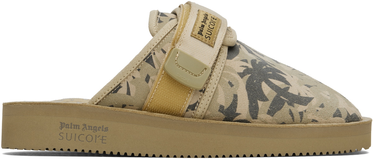 Palm Angels Beige & Black Suicoke Edition Zavo Slippers Palm Angels