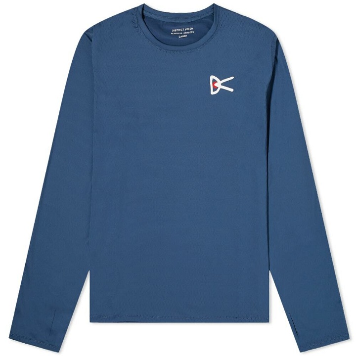 Photo: District Vision Men's Long Sleeve Air Wear T-Shirt in Blue