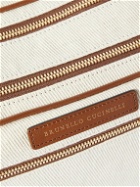 Brunello Cucinelli - Leather-Trimmed Cotton and Linen-Blend Canvas Wash Bag