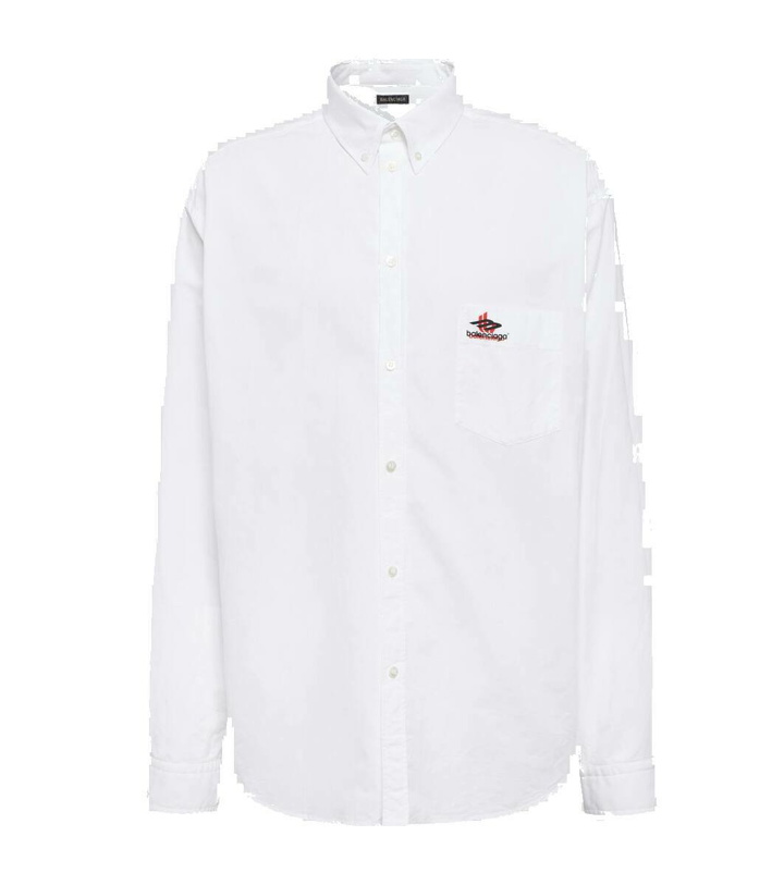 Photo: Balenciaga Logo embroidered cotton poplin shirt