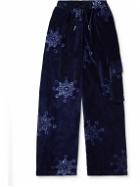 Post-Imperial - Ikeja Printed Cotton-Velvet Drawstring Trousers - Blue