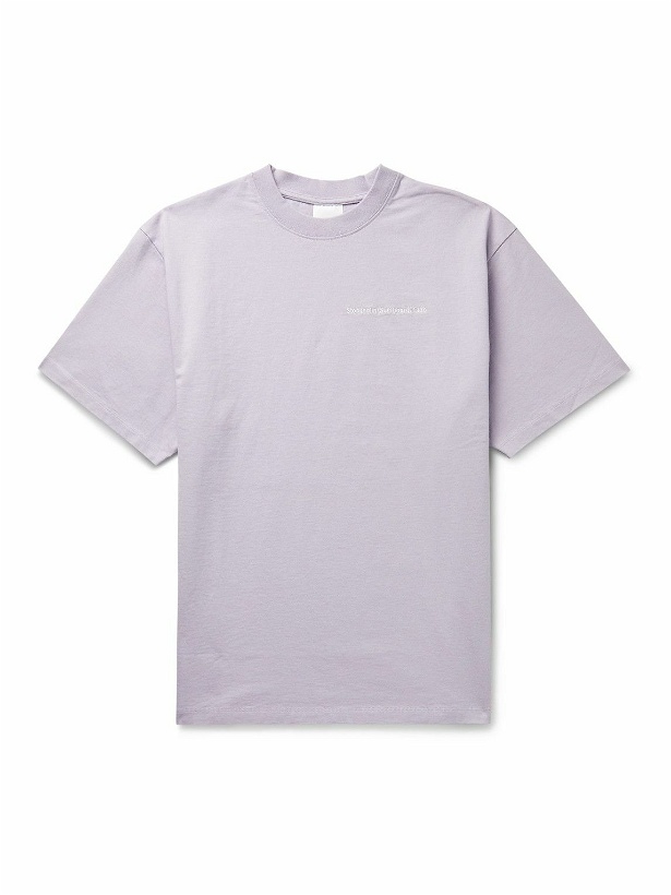 Photo: Stockholm Surfboard Club - Logo-Embroidered Organic Cotton-Jersey T-Shirt - Purple