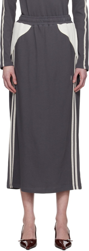 Photo: Kijun Gray Football Jersey Midi Skirt