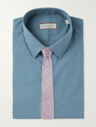 Canali - Spread-Collar Cotton-Blend Poplin Shirt - Blue