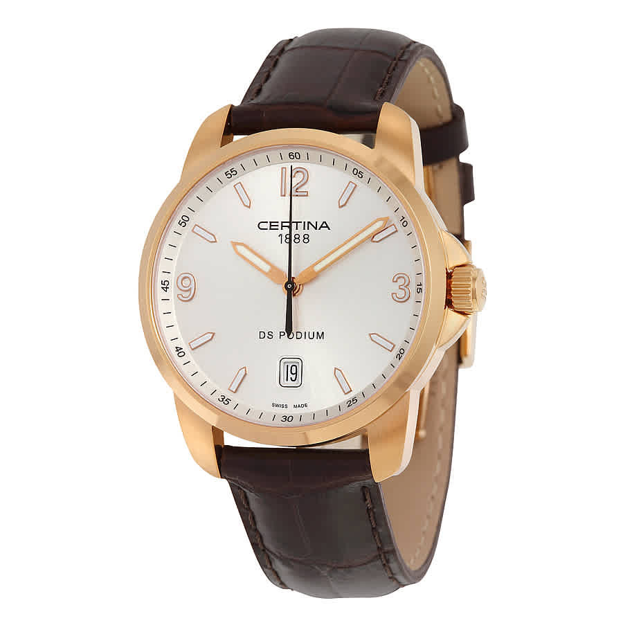 Certina DS Podium Silver Dial Brown Leather Mens Quartz Watch C0014103603701
