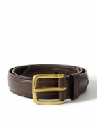 Drake's - 3cm Braided Leather Belt - Brown