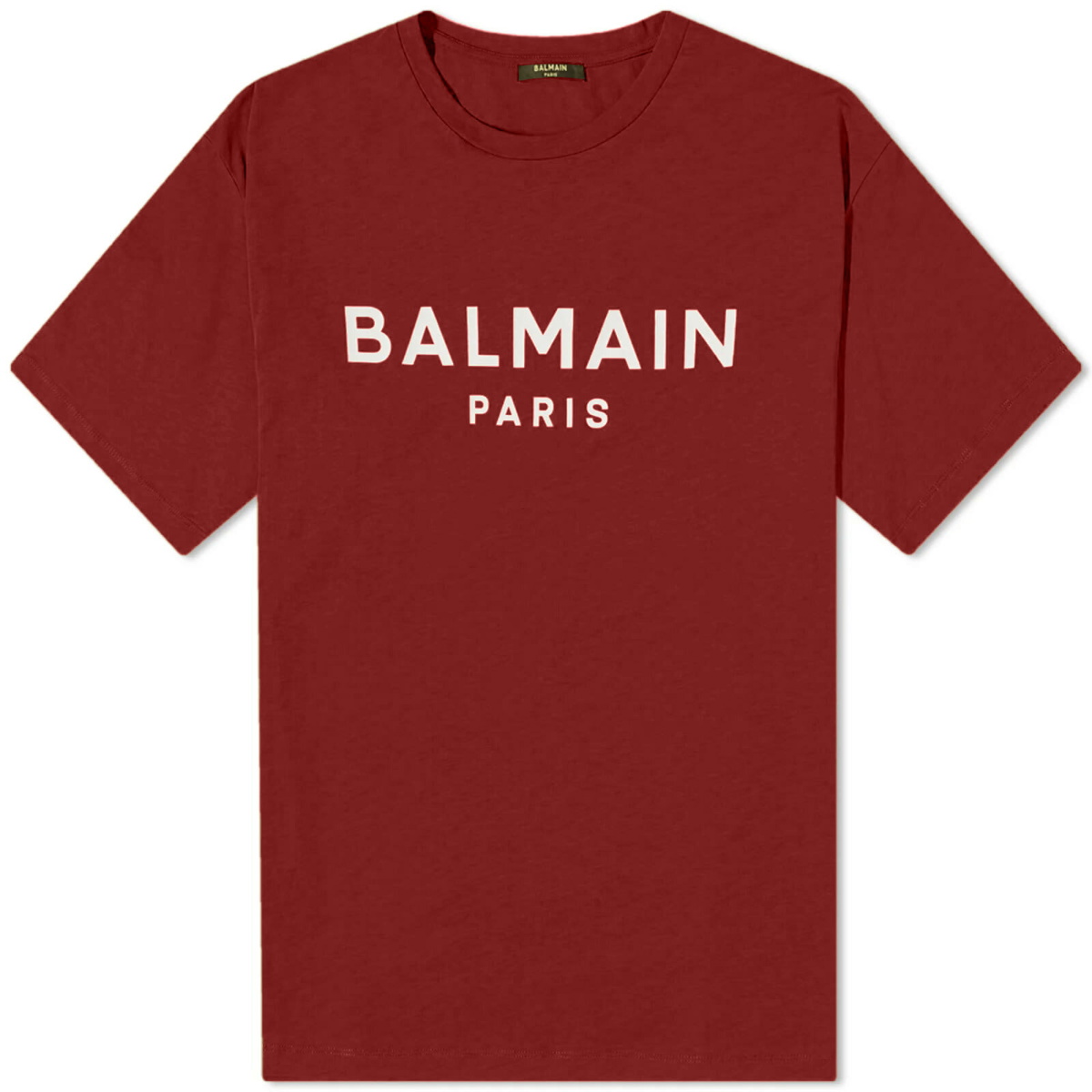 Balmain Men's Paris Logo T-Shirt in Red/White Balmain