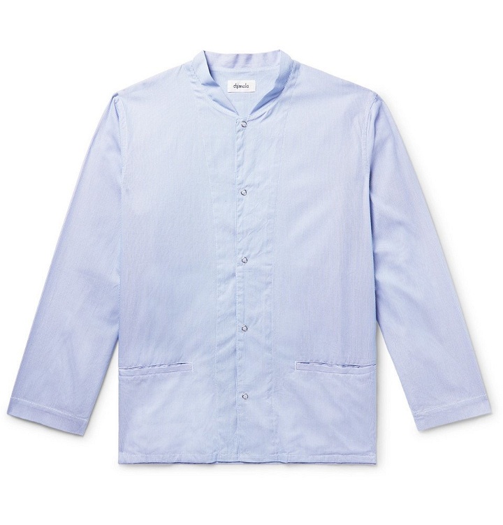 Photo: Chimala - Grandad-Collar Striped Cotton Shirt - Blue