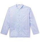 Chimala - Grandad-Collar Striped Cotton Shirt - Blue