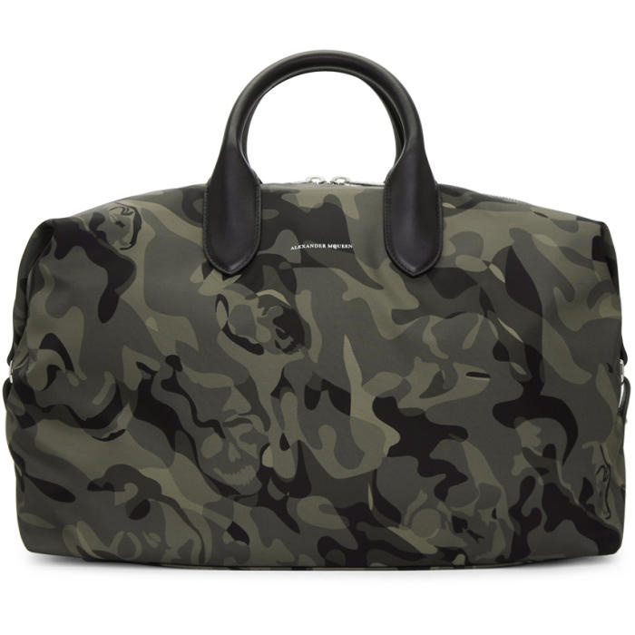 Photo: Alexander McQueen Green and Black Medium Holdall Camouflage Bag 