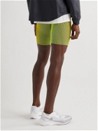 Nike Running - AeroSwift Striped Ribbed Stretch-Jersey Shorts - Yellow