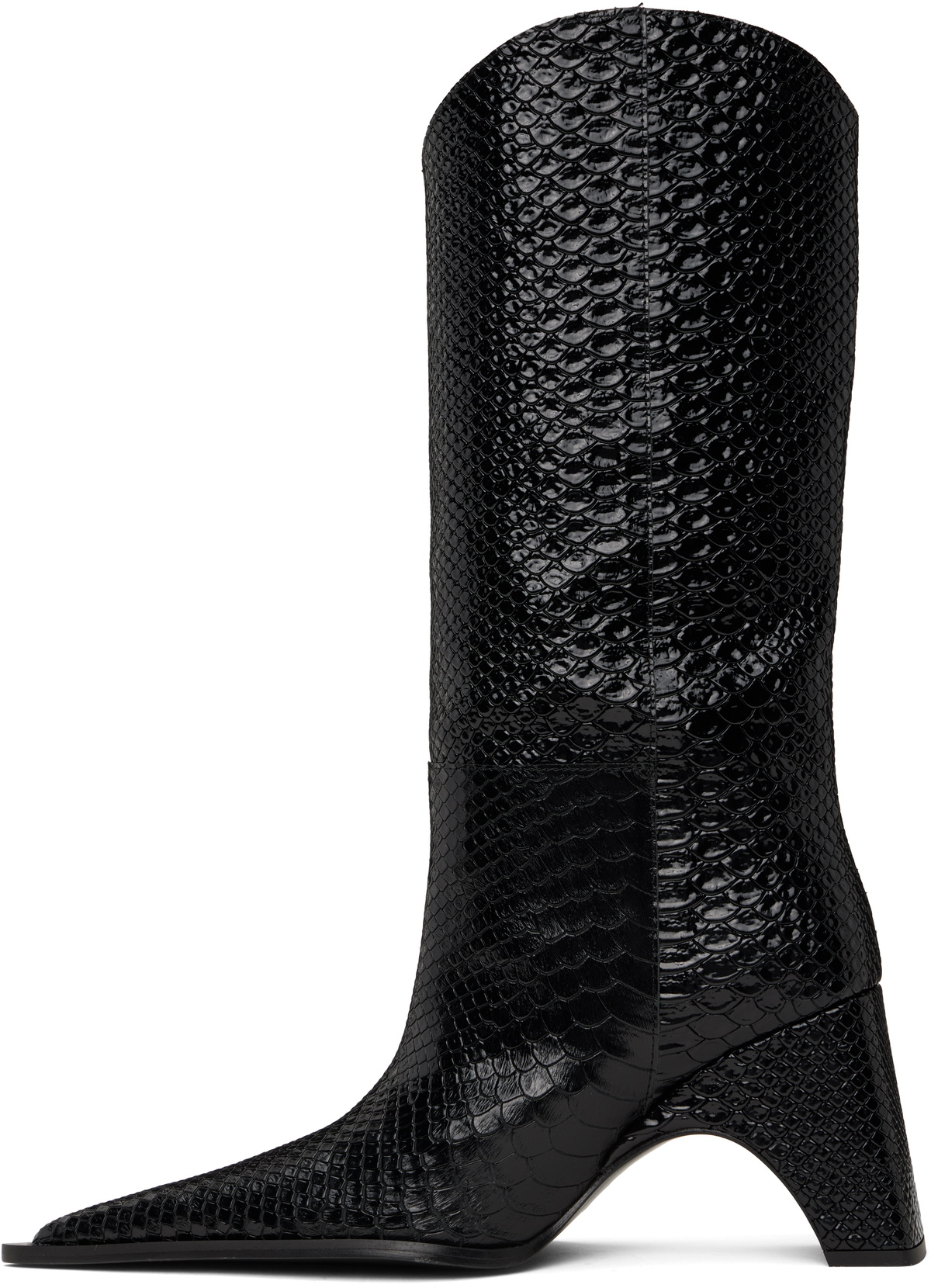 Coperni Black Python Embossed Bridge Cowboy Boots