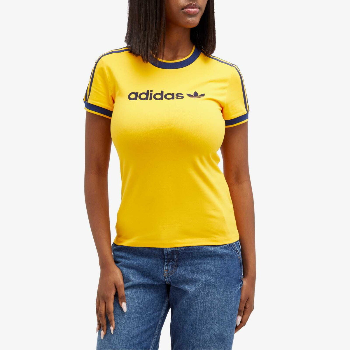 トップス 8e greedy navy base yellow t-shits Adidas Women's Badge Slim T-Shirt in Crew Yellow adidas