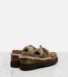 Brunello Cucinelli Shearling-lined suede boat shoes