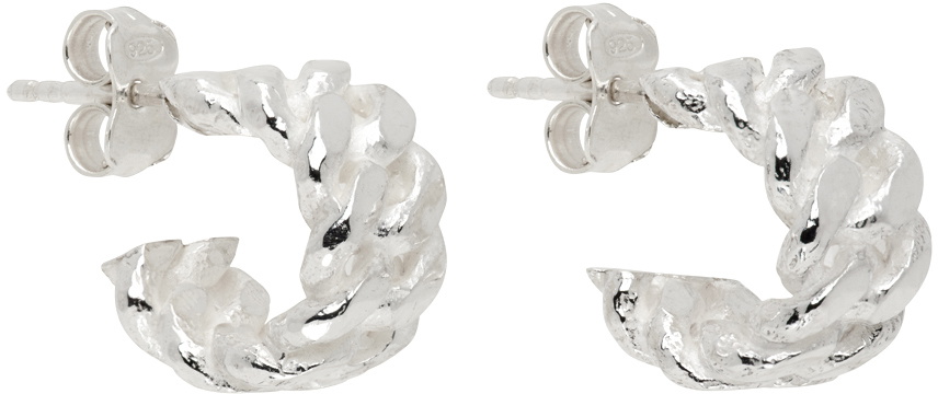 Pearls Before Swine Silver Curb Chain Hoop Earrings