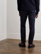 De Bonne Facture - Tapered Wool-Flannel Drawstring Trousers - Blue