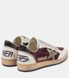 Golden Goose Ball-Star leather-trimmed glitter sneakers