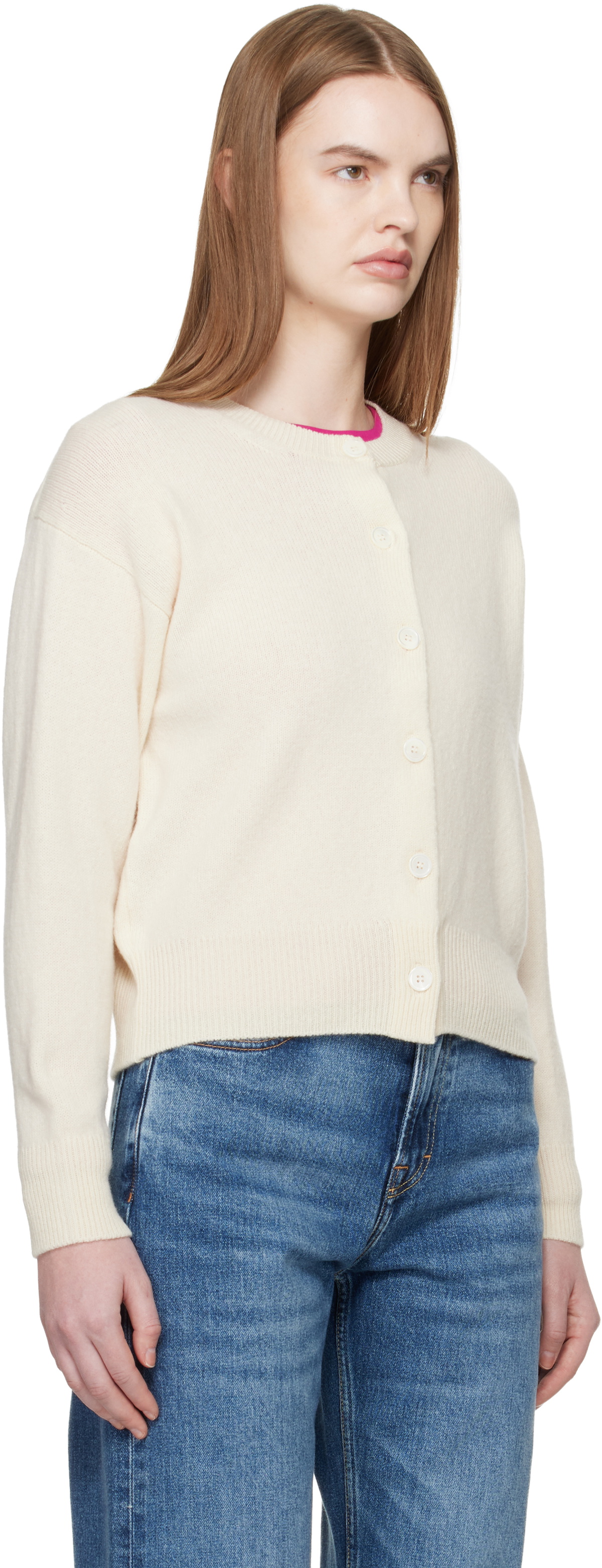 &Daughter Off White Ada Crewneck Cardigan