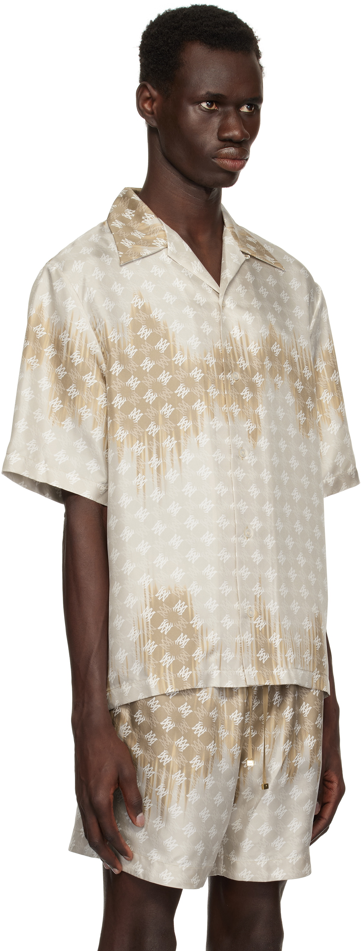 AMIRI Brown MA Quad Bleached Camp Shirt Amiri