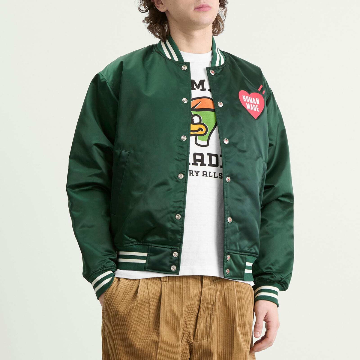 Human Made Men's Nylon Stadium Jacket in Green Human Made