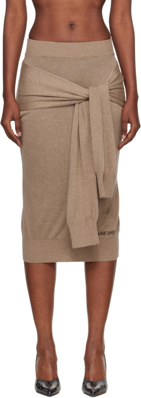 Photo: Marine Serre Beige Hybrid Knit Wrapped Midi Skirt