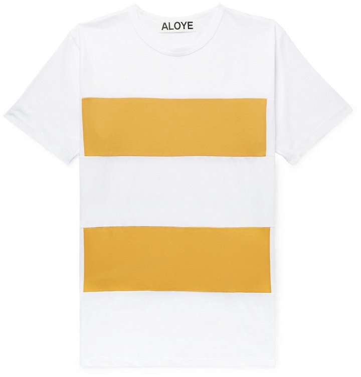 Photo: Aloye - Slim-Fit Colour-Block Cotton-Jersey T-Shirt - White