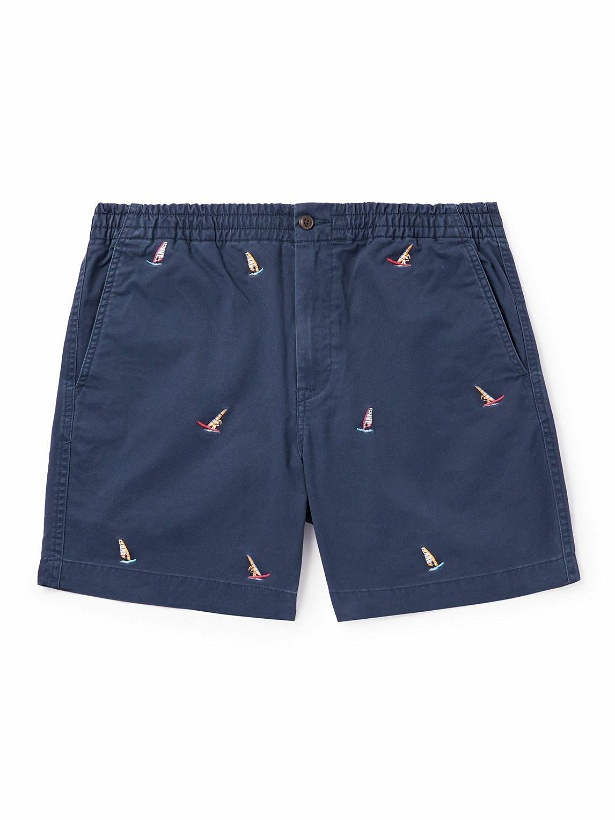 Photo: Polo Ralph Lauren - Prepster Embroidered Cotton-Blend Twill Chino Shorts - Blue