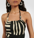 SIR Printed halterneck cotton top