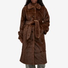 Meotine Women's Kelly Long Faux Fur Coat in Brown