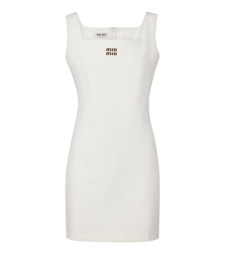 Photo: Miu Miu Leather-trimmed cotton jersey minidress