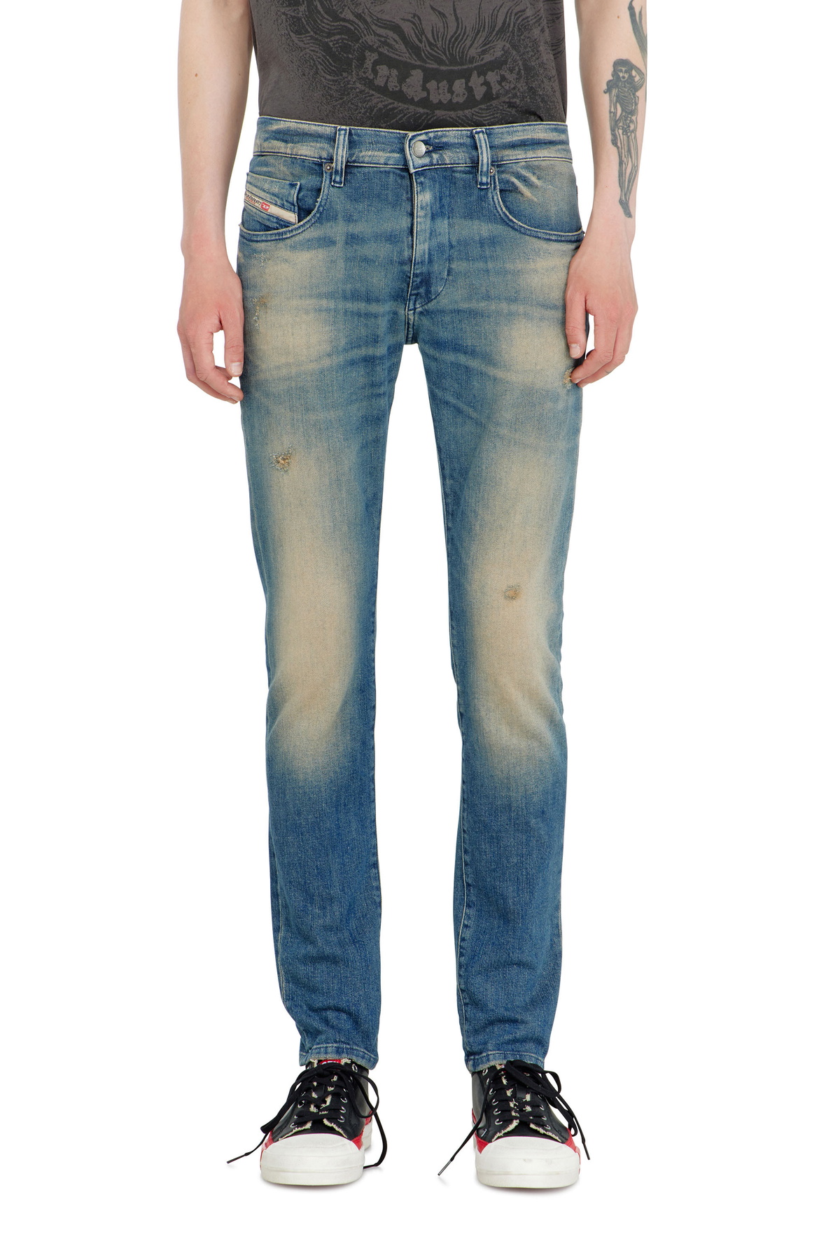 Diesel Slim Jeans Regular Waist 2019 D-Strukt, Medium blue, Zip fly