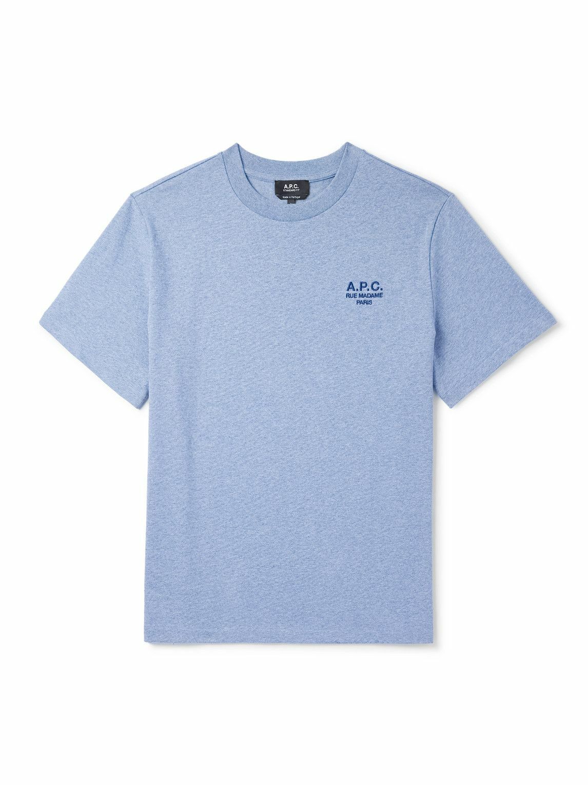 A.P.C. - Logo-Embroidered Cotton-Jersey T-Shirt - Blue