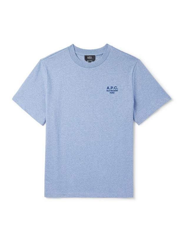 Photo: A.P.C. - Logo-Embroidered Cotton-Jersey T-Shirt - Blue