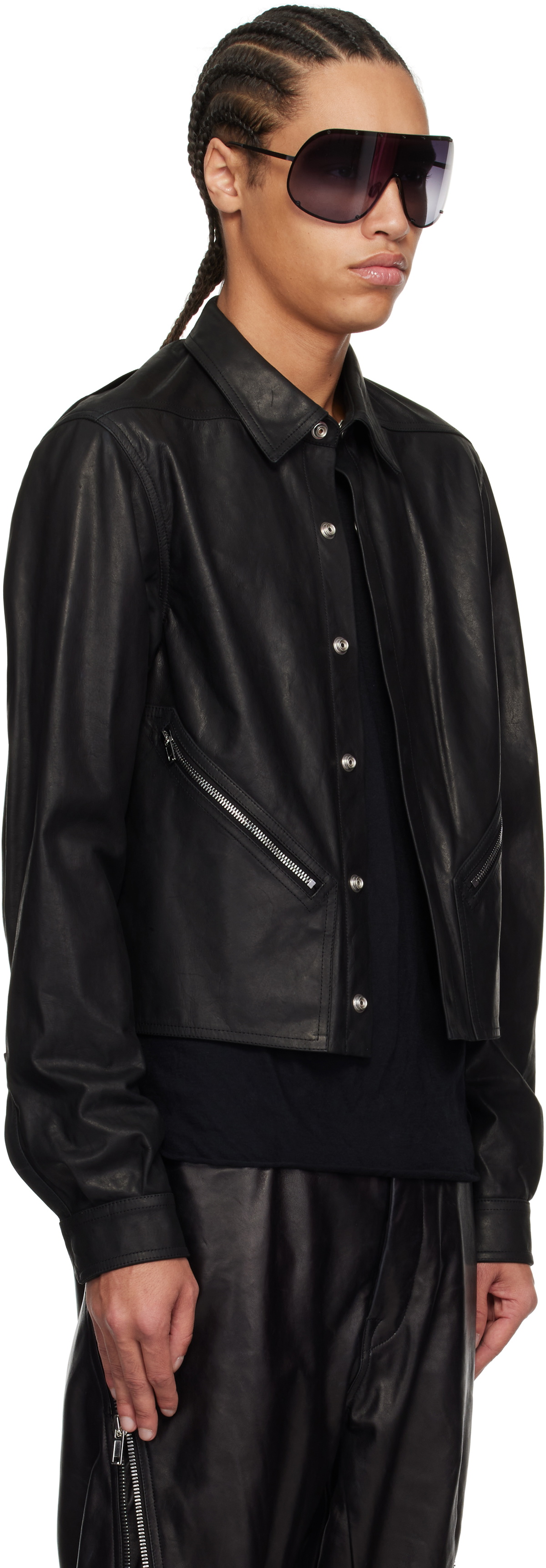 Rick Owens Black Hollywood Tour Alice Leather Jacket Rick Owens